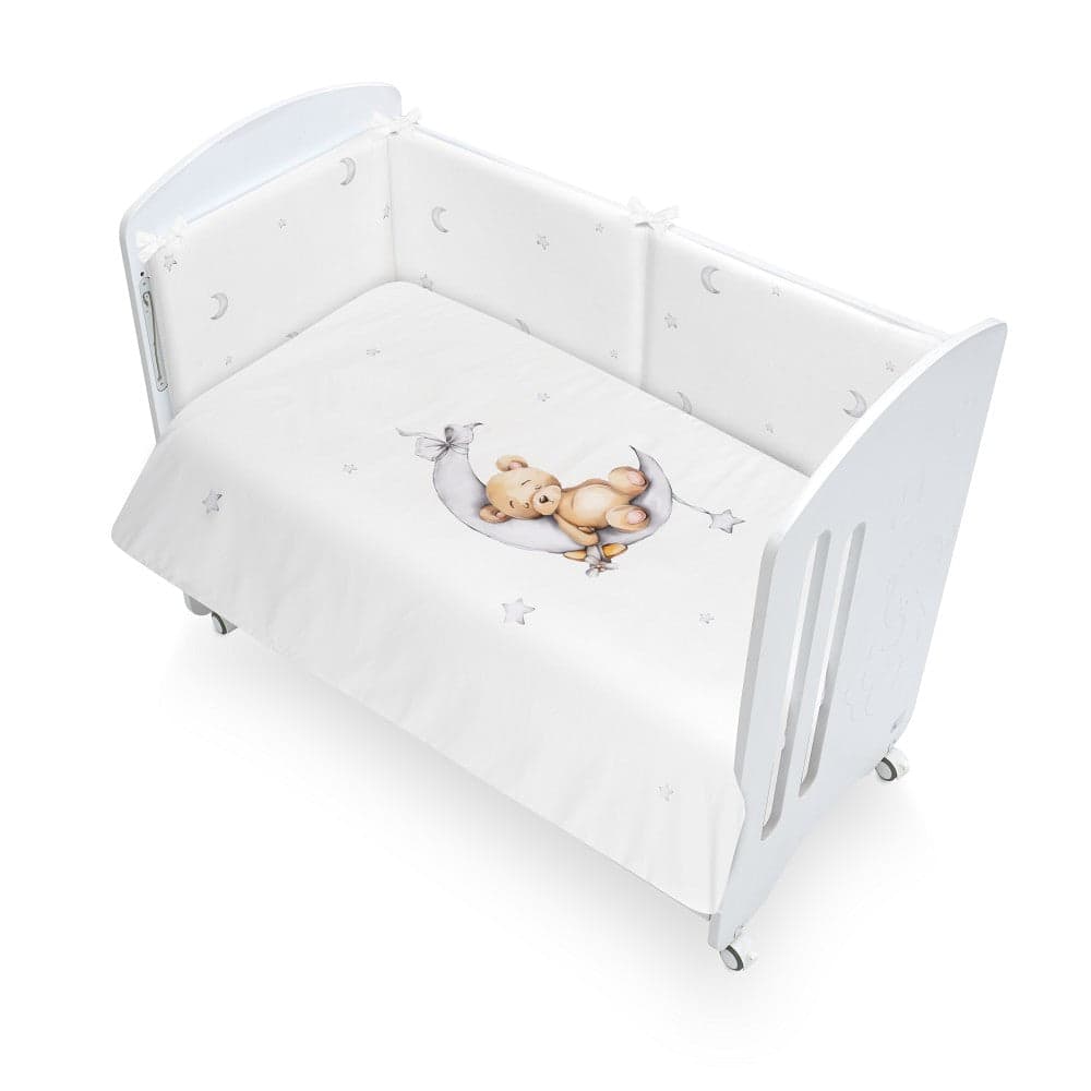 Conjunto Berço + Capa de Edredão Urso Lua Estrela Cinza Interbaby