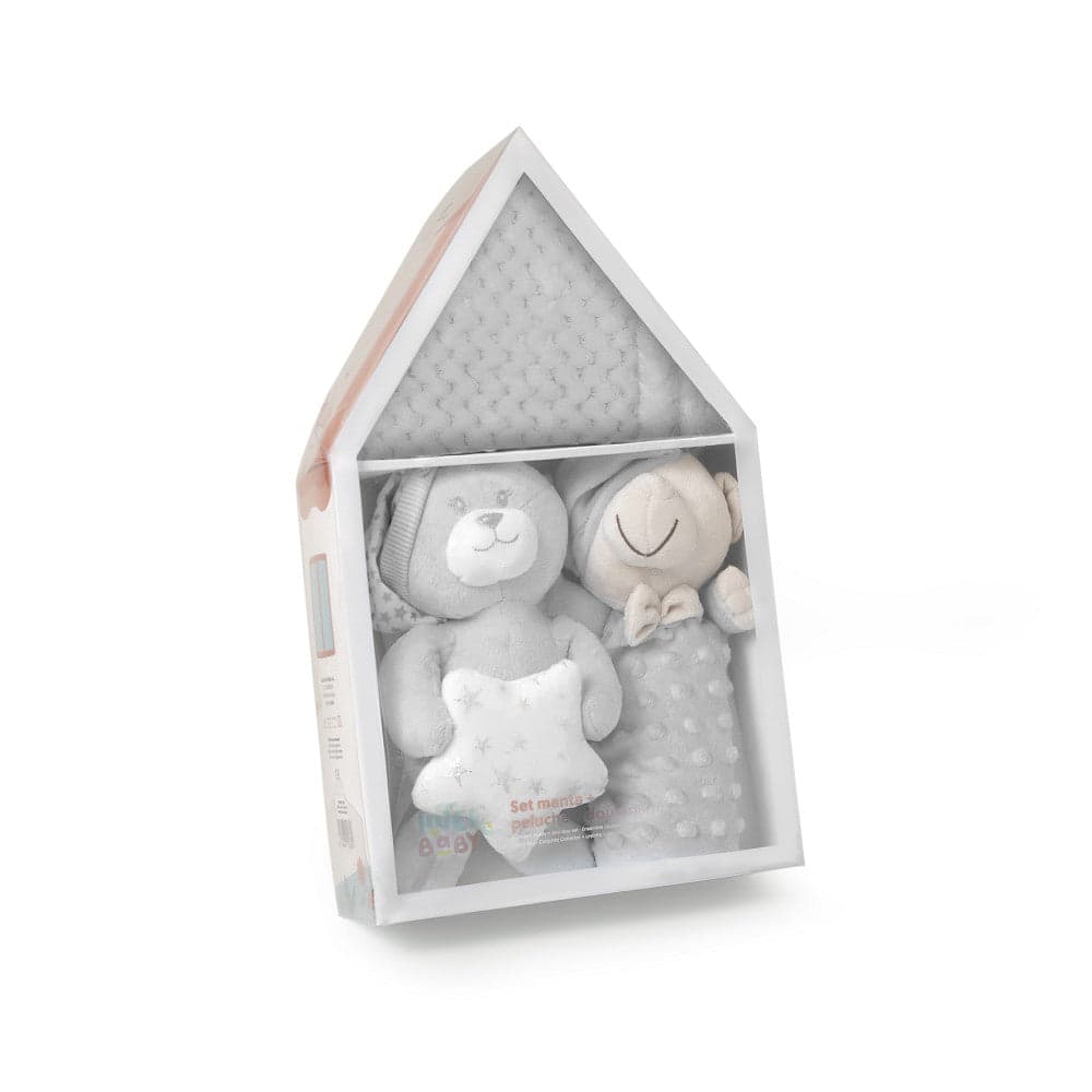 Conjunto 3 Peças Peluche + Manta + Doudou Cinzento Interbaby