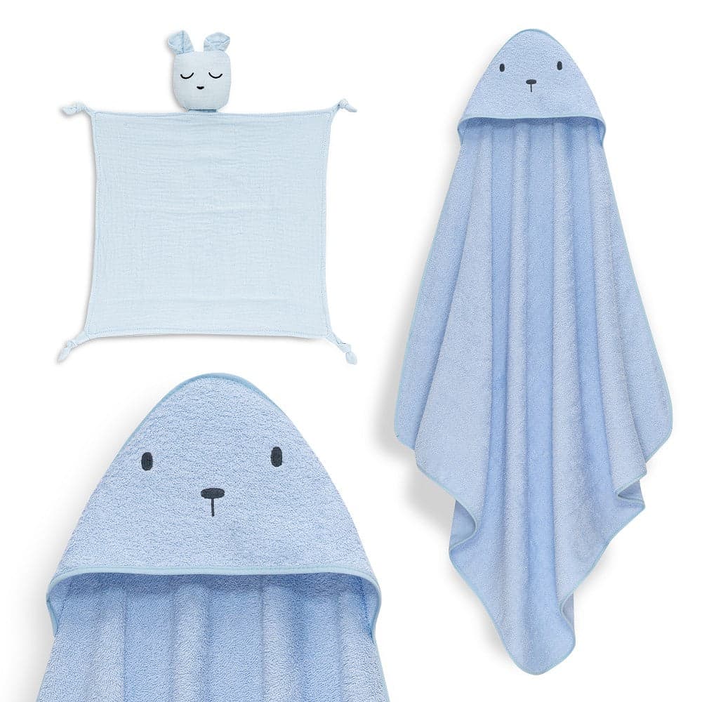Conjunto banho Urso + Doudou Musslin Azul Interbaby