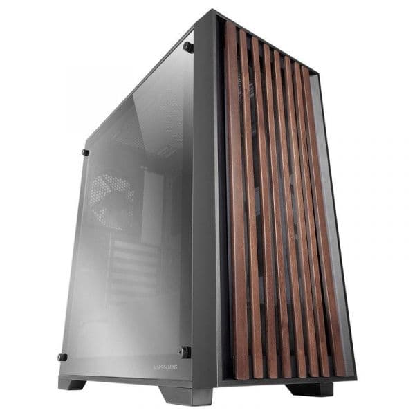 Mars Gaming MC-WOOD Caixa ATX com Painel Frontal em Madeira, Vidro Cromado e Ventoinha FDB 12cm Preta
