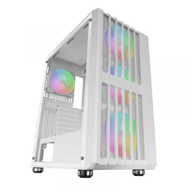 Mars Gaming MC-VAULT Caixa Gaming ATX com 4x Ventoinhas ARGB 12cm, Mesh e Vidro Temperado Branca
