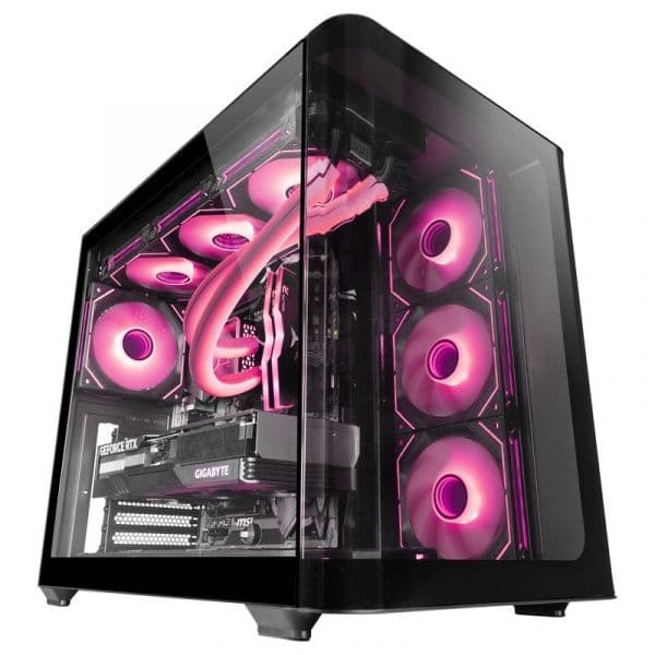 Mars Gaming MC-FUSION ATX com Vidro Temperado Contínuo Curvo e Duas Câmaras Preta