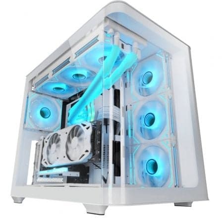 Mars Gaming MC-FUSION ATX com Vidro Temperado Contínuo Curvo e Duas Câmaras Branca