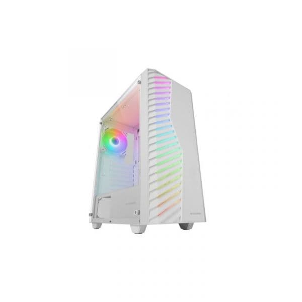 Mars Gaming MC-VOLT Caixa ATX com Ventoinha ARGB 120mm, Malha Frontal ARGB e Vidro Temperado Branca