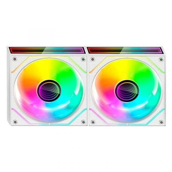 Mars Gaming Ventoinha 120mm MF-3DPROX2 PWM Argb Branca (Pack2) Kit - MF3DPROX2W