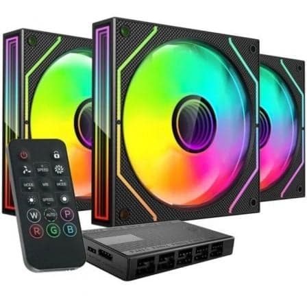 Mars Gaming Ventoinha 120mm MF-3DPROKIT PWM Argb Preta (Pack3) Kit + Controlador - MF3DPROKIT