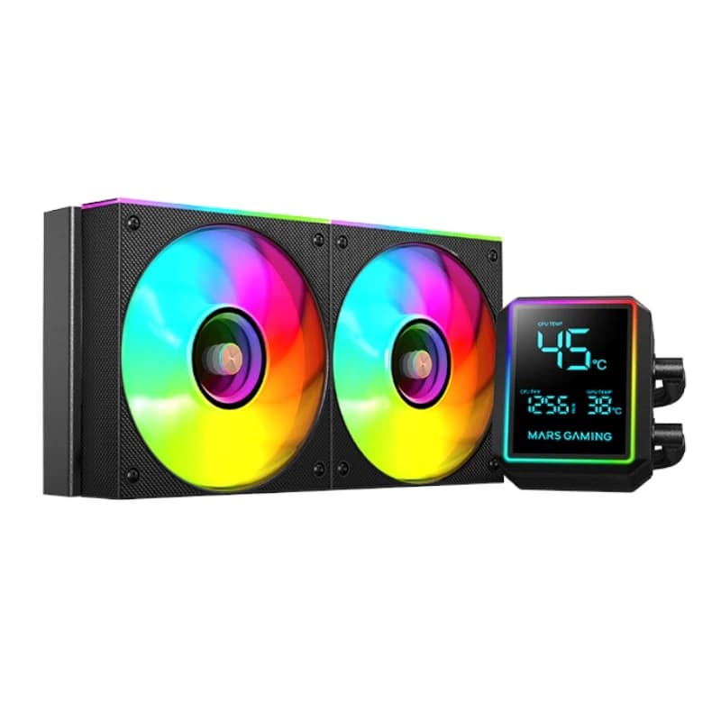 Mars Gaming ML LCDPRO240 KIt de 240mm com TDP 500W, Bomba Gen 4 e 2x Ventoinhas Preto