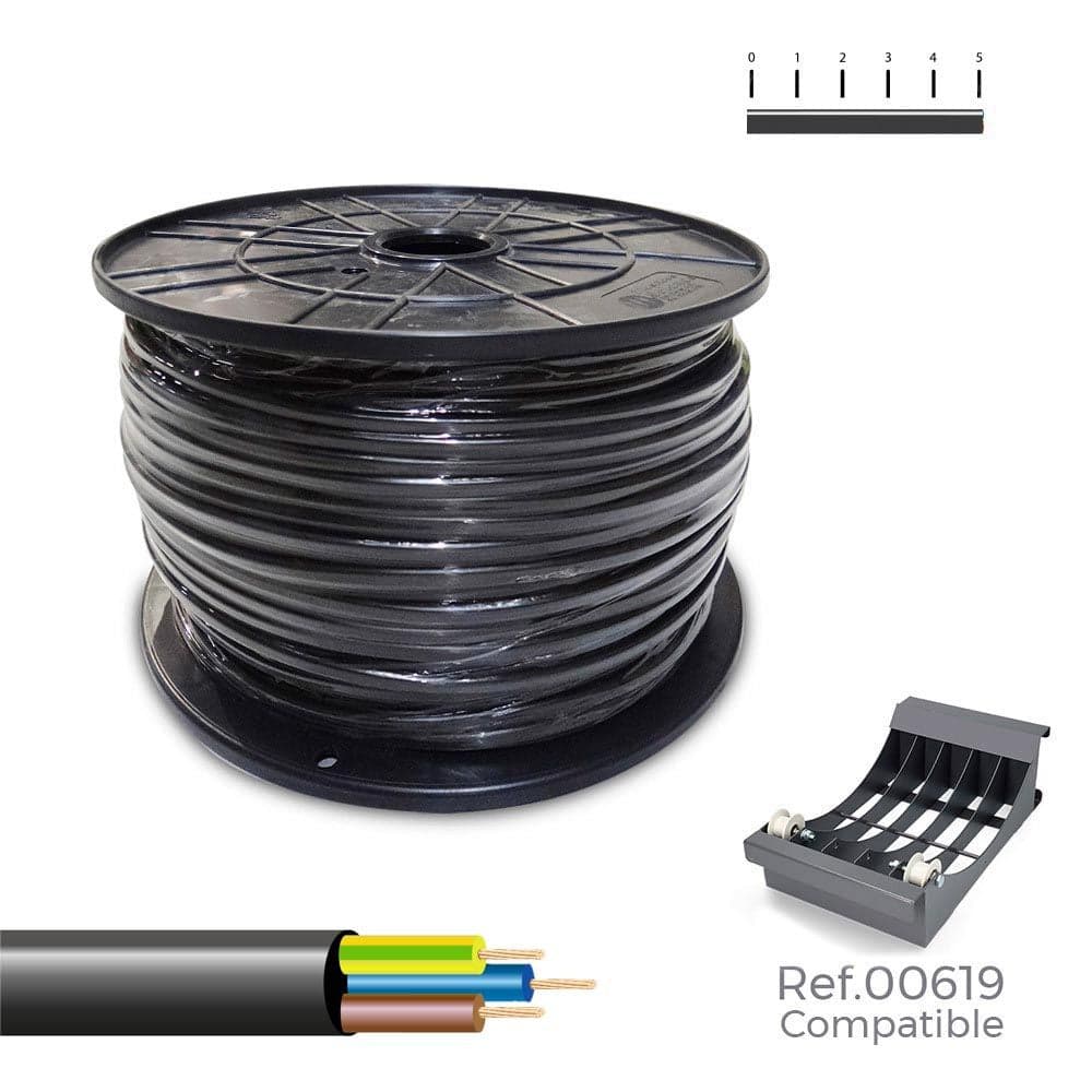 ROLO DE CABO H05VV-F , PRETO 3X1MM 300M (BOBINE GRANDE Ø400X200MM