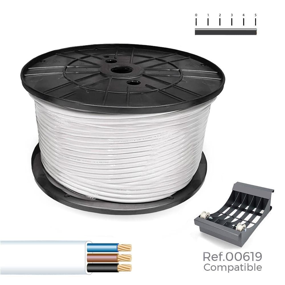 ROLO DE CABO PLANO BRANCA 3X1,5MM 250M (AUDIO) (BOBINE GRANDE Ø40