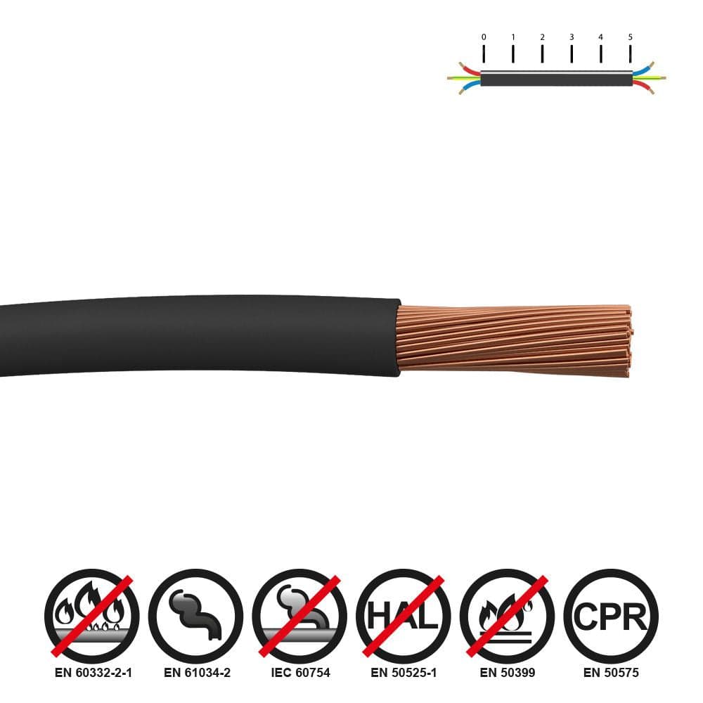 CABO REFORÇADO 4MM PRETO SEM HALOGÊNIO EURO/M