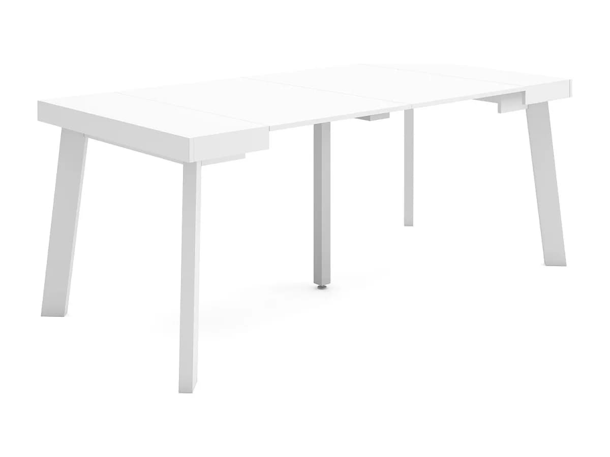 Mesa Consola Extensível, 180x90x73cm, Para 8 pessoas, Pés de madeira, Branco