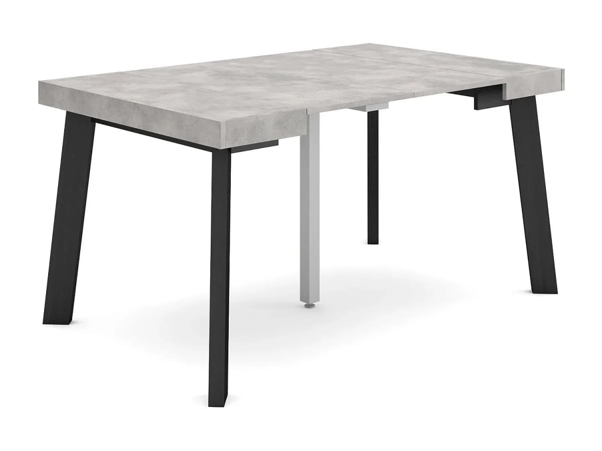 Mesa Consola Extensível, 140x90x73cm, Para 6 pessoas, Pés de madeira, Cimento