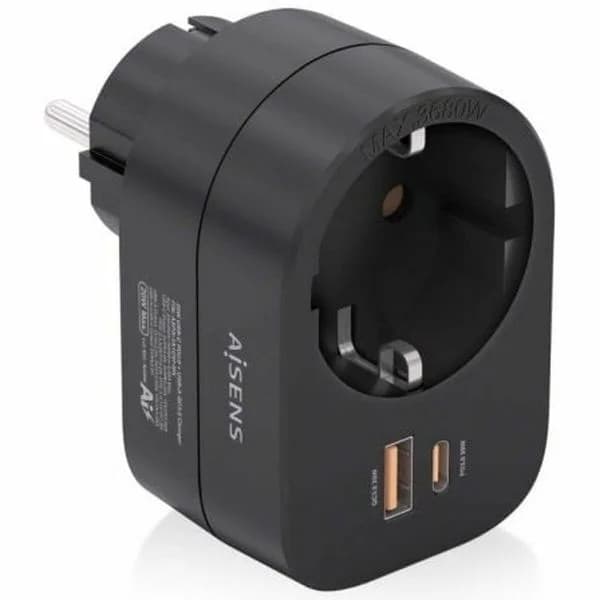 AISENS ASPS-1A1C07-BK Tomada Schuko 20W 1x USB-C 1x USB-A