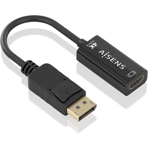 Aisens Conversor DisplayPort Macho para HDMI Fêmea 4K@60Hz 15cm Preto A125-0905