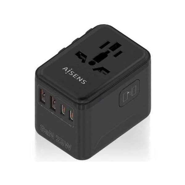 Aisens ASPS-2A2C08-BK Carregador de Viagem Universal GaN 25W Preto
