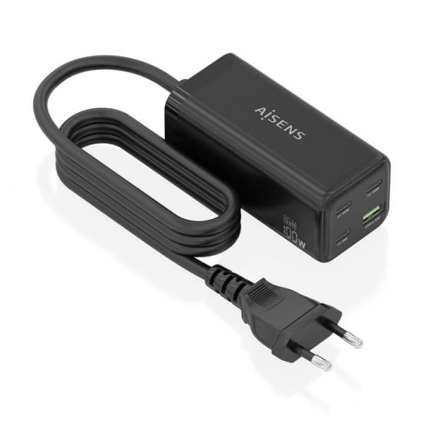 Aisens ASCH-100W4P053-W Carregador de secretária 100W GaN 3xUSB-C 1xUSB-A Branco
