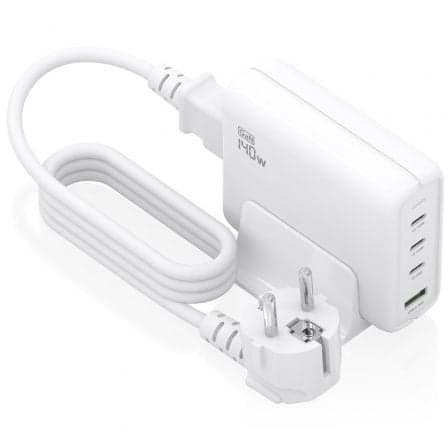 Aisens ASCH-140W4P055-W Carregador de Mesa 140W GaN 3xUSB-C 1xUSB-A Branco