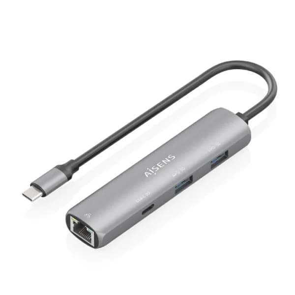 AISENS Dock USB C A Ethernet Gigabit Hub 1xUSB C 2xUSB A Cinza 15cm