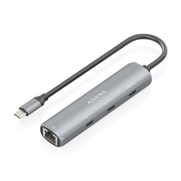 Aisens Docking Station ASUC-4P041-GR + USB-C 3 Portas Ethernet Gigabit Cinza