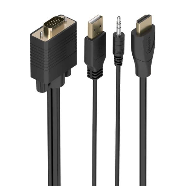 Aisens A115-1007 Cabo Conversor SVGA Macho para HDMI Macho com USB e Jack 1m Preto