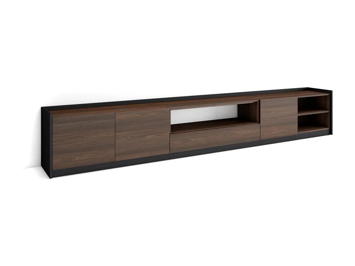 Móvel de TV, 310x50x37 cm, Para televisores até 80", Estante para TV, Carvalho escuro e Preto