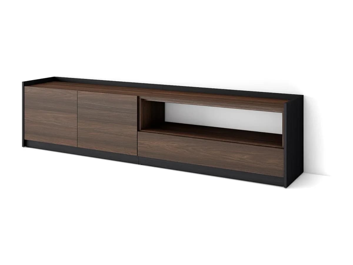 Móvel de TV, 207x50x37 cm, Para televisores até 80", Estante para TV, Carvalho escuro e Preto