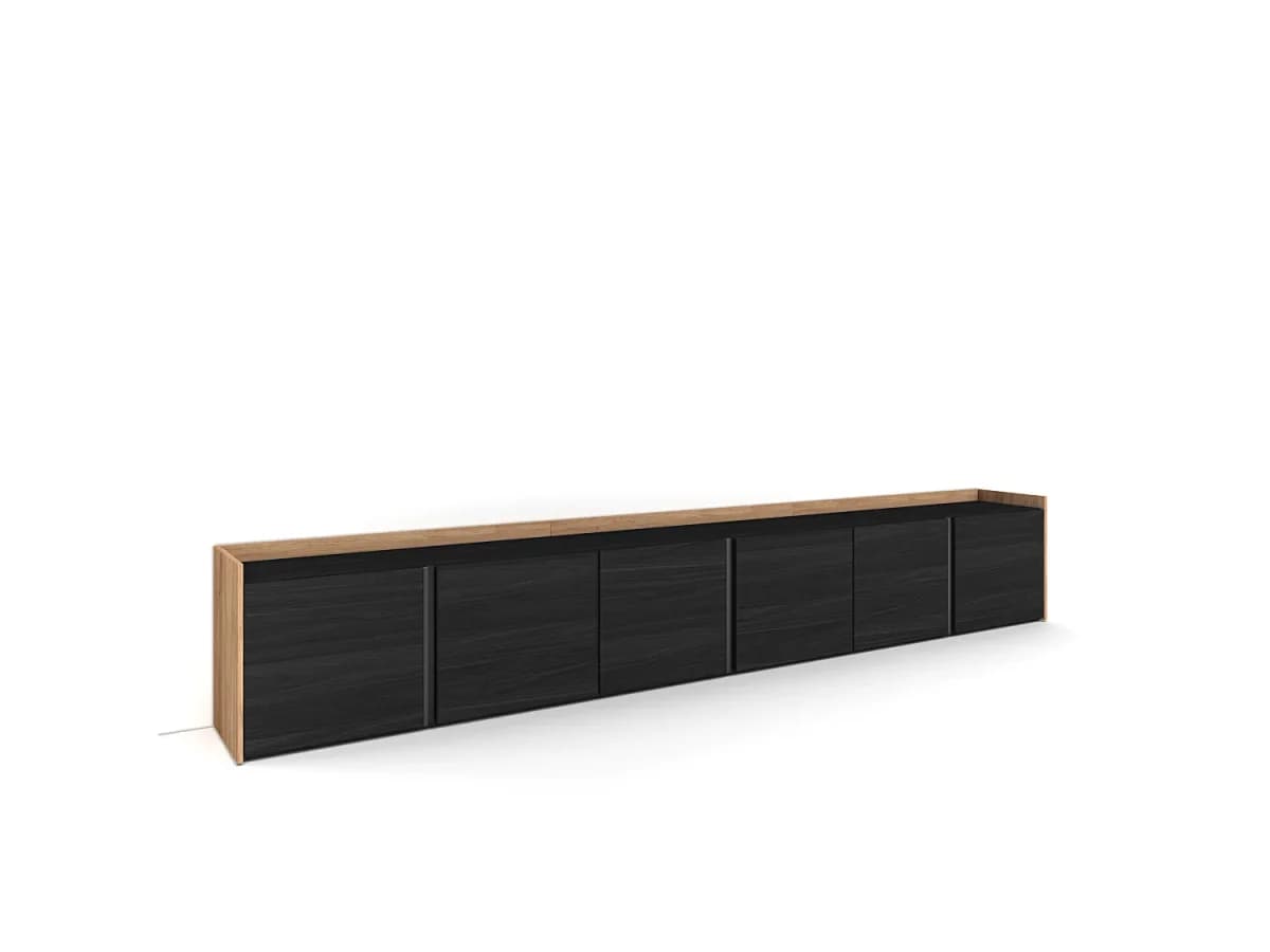 Móvel de TV, 309x50x35 cm, Para televisores até 80", Estante para TV, Branco e Carvalho soft