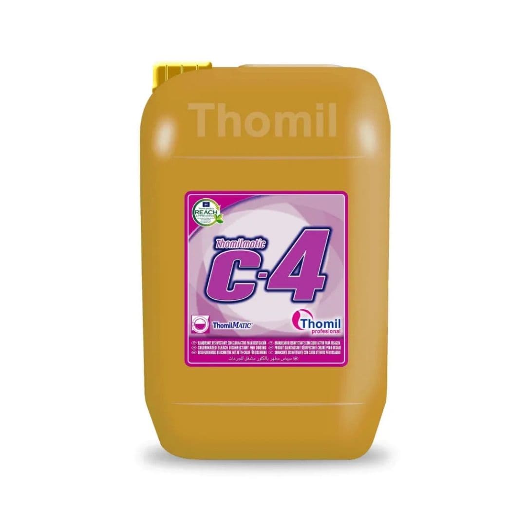 Thomil Matic C-4 – Branqueador Líquido com Cloro Ativo para Lavandaria Profissional 24kg