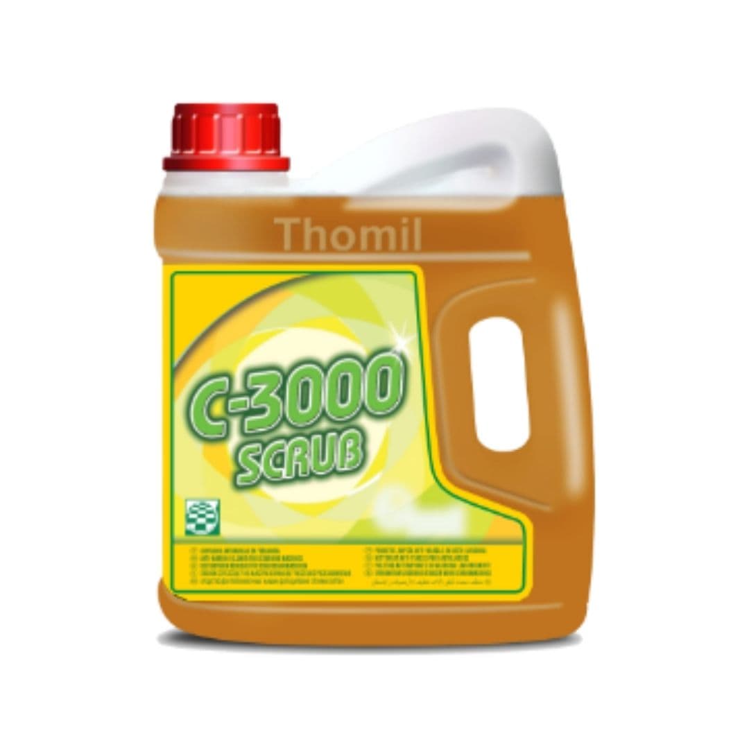 Thomil C-3000 Scrub – Desengordurante alcalino concentrado anti-marca para pavimentos industriais 4L