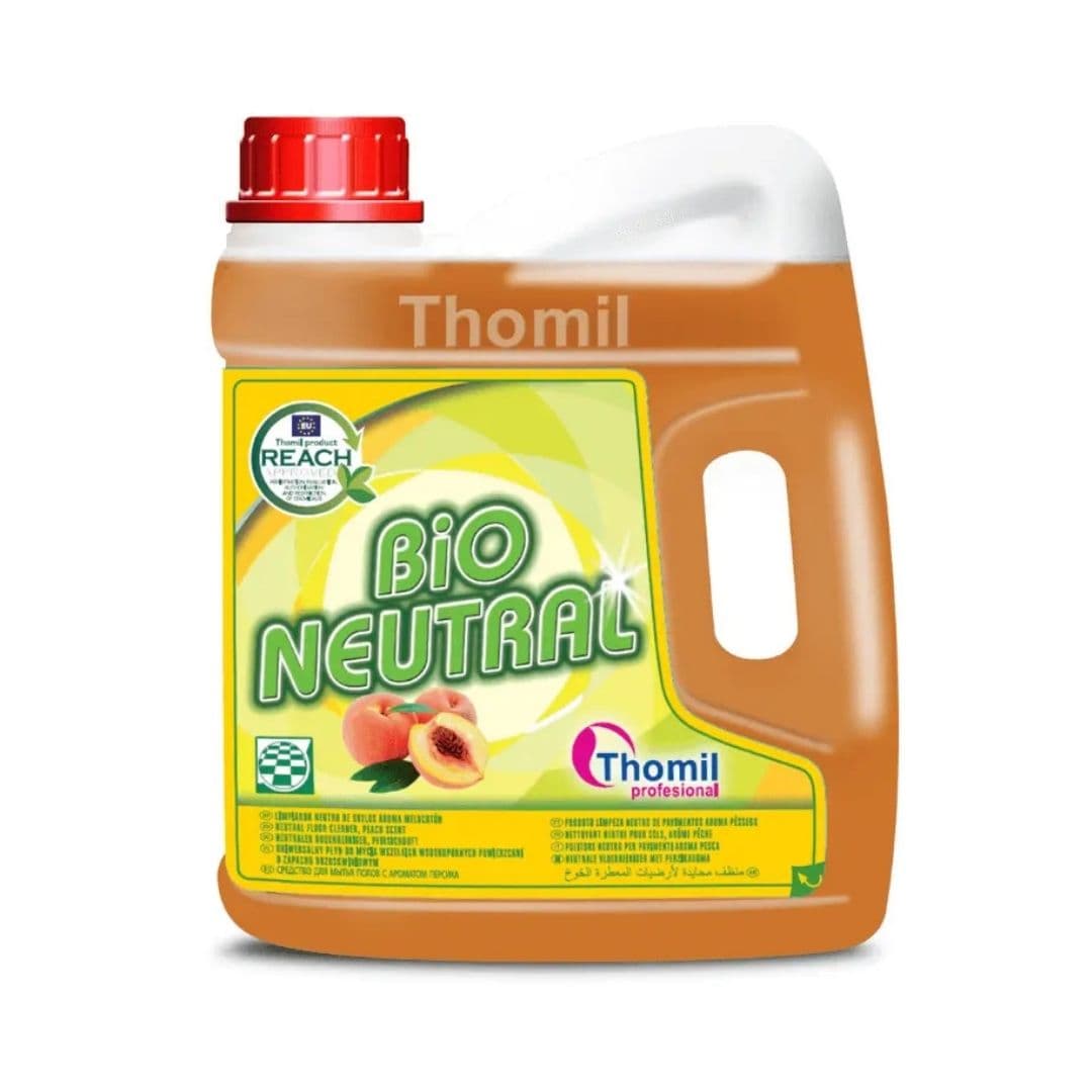 Thomil Bio-Neutral Peach – Detergente neutro com bio-álcool e fragrância de pêssego para pavimentos e superfícies laváveis 4L