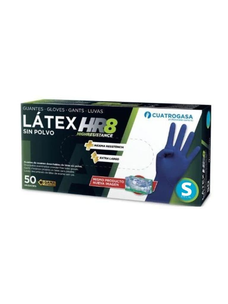 Luvas Latex Hr8  S/po Cor Azul Tam. S  50Unds