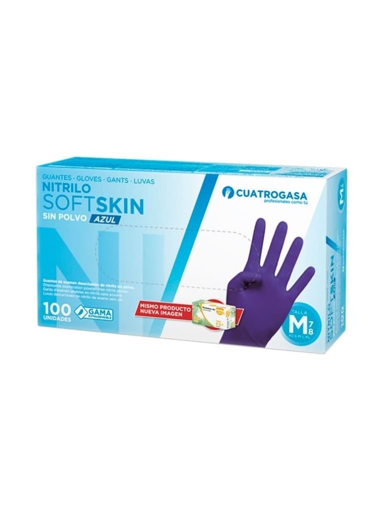 Cuatrogasa Softskin Nitrilo Azul Luvas 100Uin