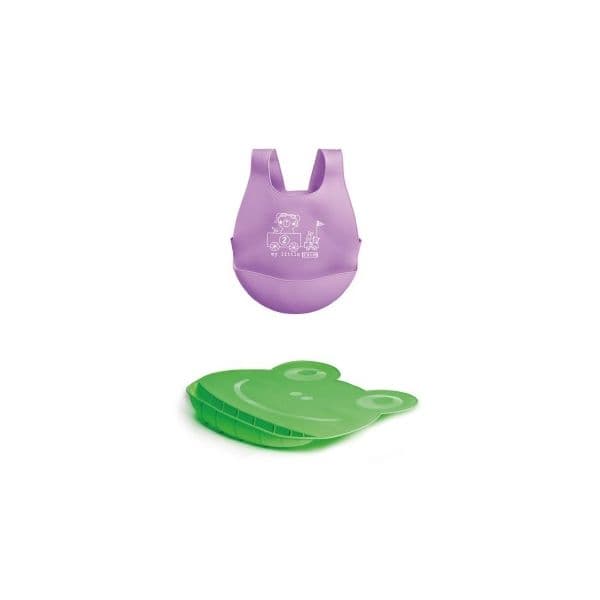 Innovaciones MS Babete Silicone + Base Roxo/verde - MS5069RV
