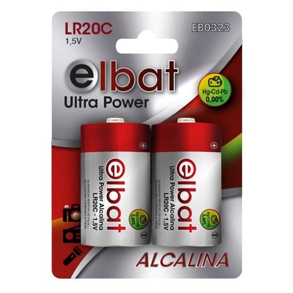 Elbat Blister 2 Pilhas Alcalinas LR20C 1.5V EB0323
