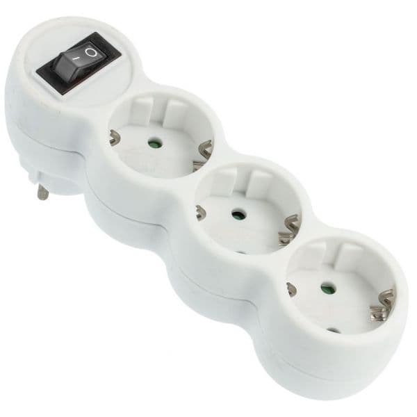 Tomada Tripla Schuk C/ Interruptor 16A 250V - XX-002K3