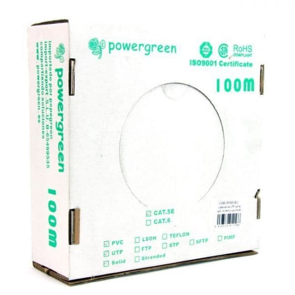 Pepegreen CAB-05100-BU Cabo de Rede CAT5e UTP Rígido 100m Verde/Cinza