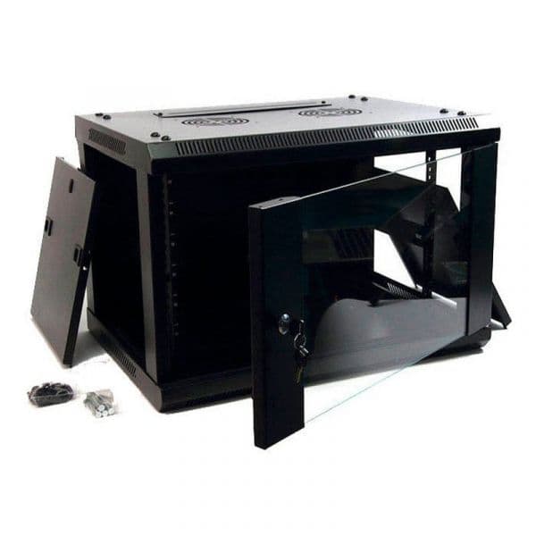 Powergreen Armário Rack de Parede 19" 9U 600x600mm RAC-09660-ST Preto