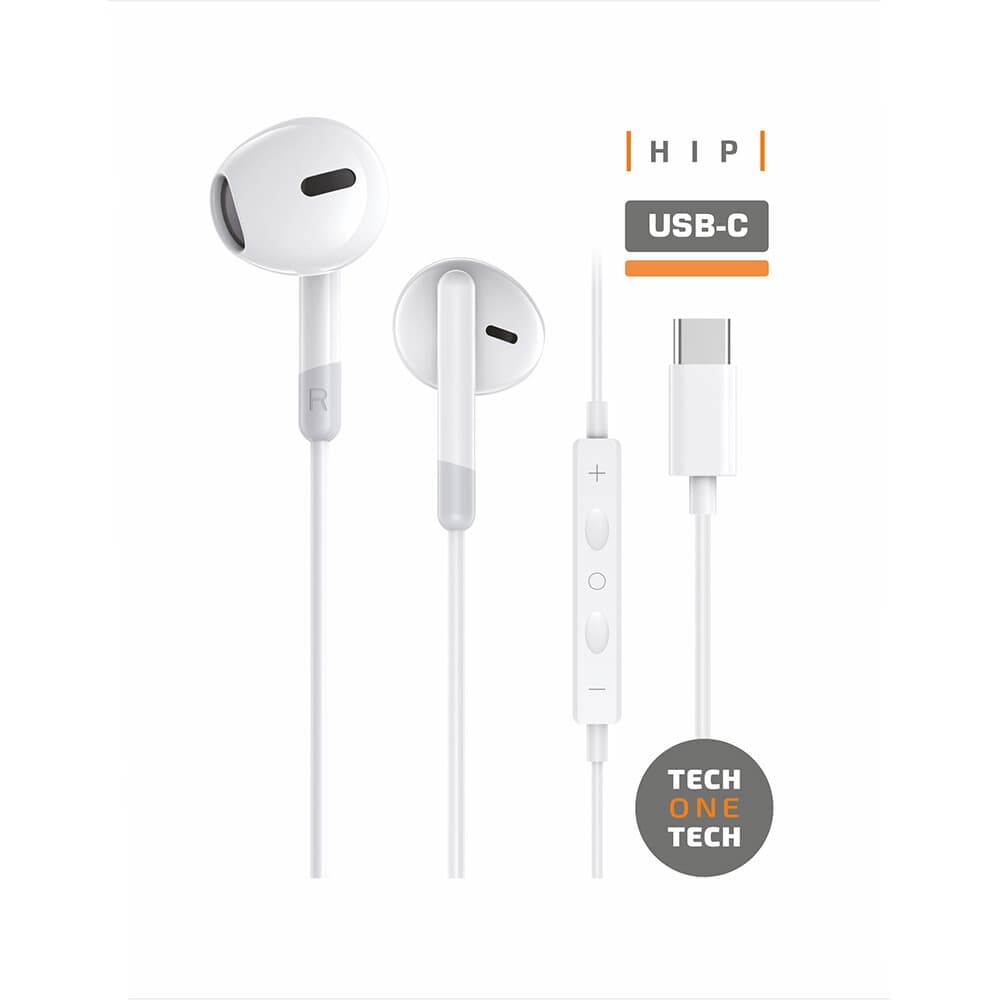 Auriculares Intrauditivos TECH ONE TECH / USB Tipo-C / Brancos / TEC1301