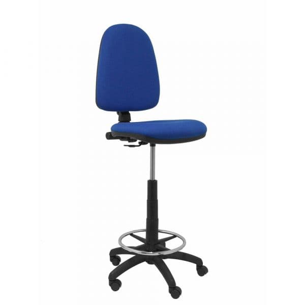 PYC Banquinho Ergonómico c/ Contacto Permanente Ajustável e Anel de Assento de Mecanismo de Apoio p/ os Pés e Costas Tecido Azul