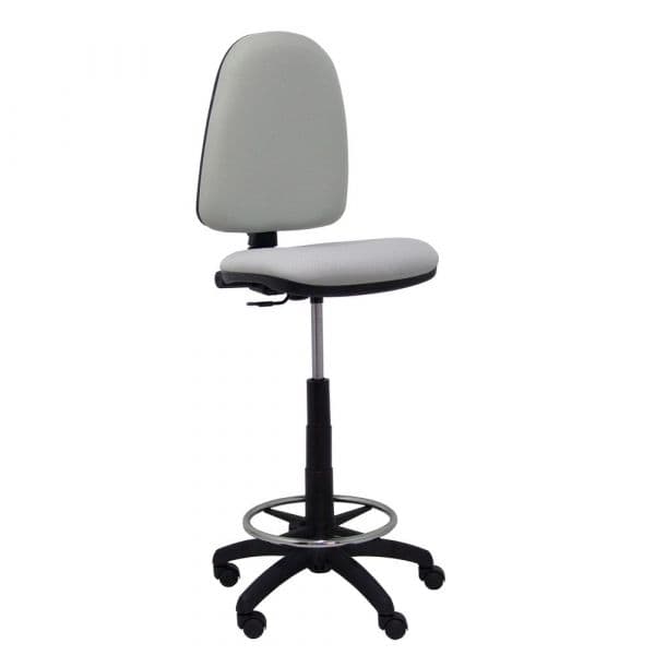 PYC Banquinho Ergonômico c/ Contacto Permanente Ajustável e Anel de Assento de Mecanismo de Apoio p/ os Pés e Costas Tecido Cinza