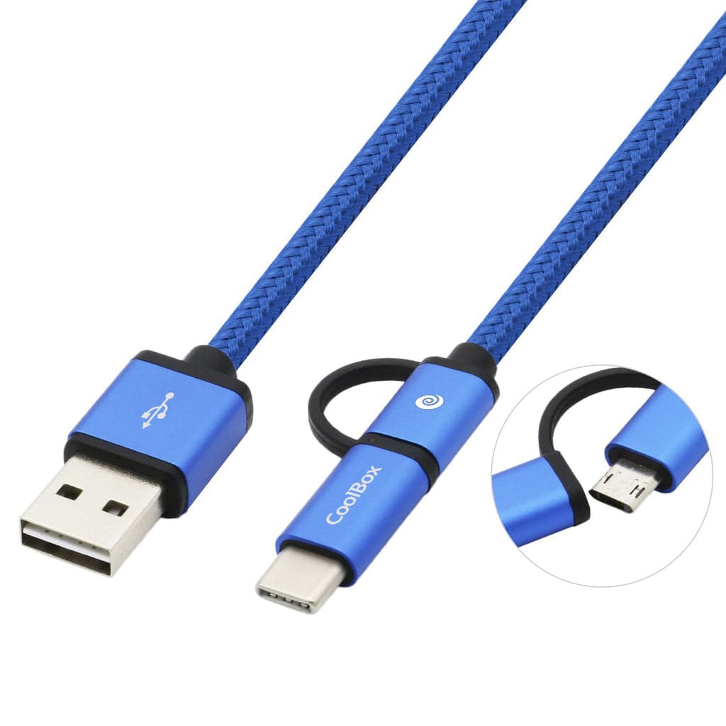 CoolBox COO-CAB-U2MC-BL cabo USB 1 m USB 2.0 USB A USB C/Micro-US