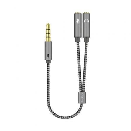 AISENS Adaptador Jack 3.5mm Mic / Fones (25cm) Cinza