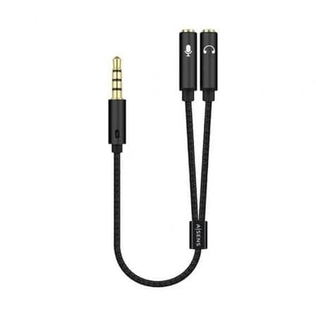 AISENS Cabo Audio Jack 3.5mm M p/ 2 x Audio Jack 3.5mm F 25cm Preto
