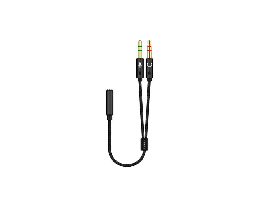AISENS Cabo Aisens Audio Jack 3.5mm F p/ 2 x Audio Jack 3.5mm F 25cm Preto
