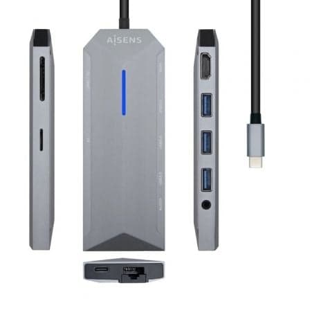 Aisens Docking Station USB-C "9-em-1" Cinza