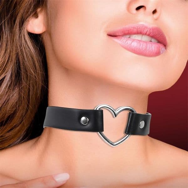 Cinderella Collar com Corazón Tipo Choker Couro Vegano Tamanho Único