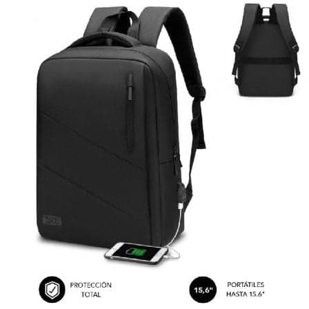 Subblim Mochila City 15" c/ Porta USB Preta