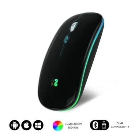 Subblim LED Dual Flat Rato Ótico Sem Fios RGB 1600DPI Preto