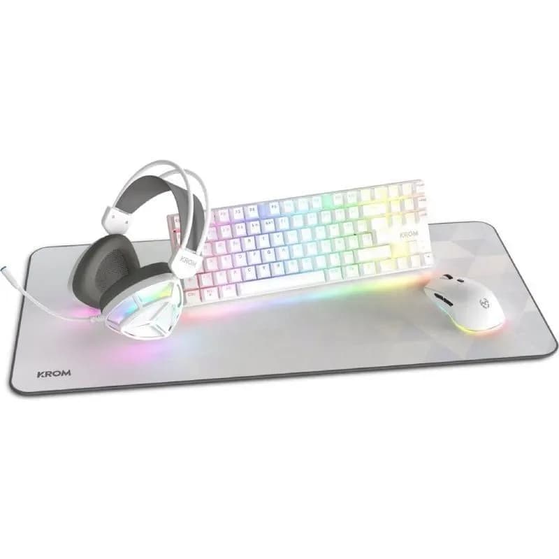 Nox Krom Klass 4 em 1 RGB Gaming Combo Mecânico Branco