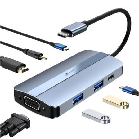 Leotec Hub 7 em 1 USB-C cinzento LEDS04 - HUBLEOLEDS04
